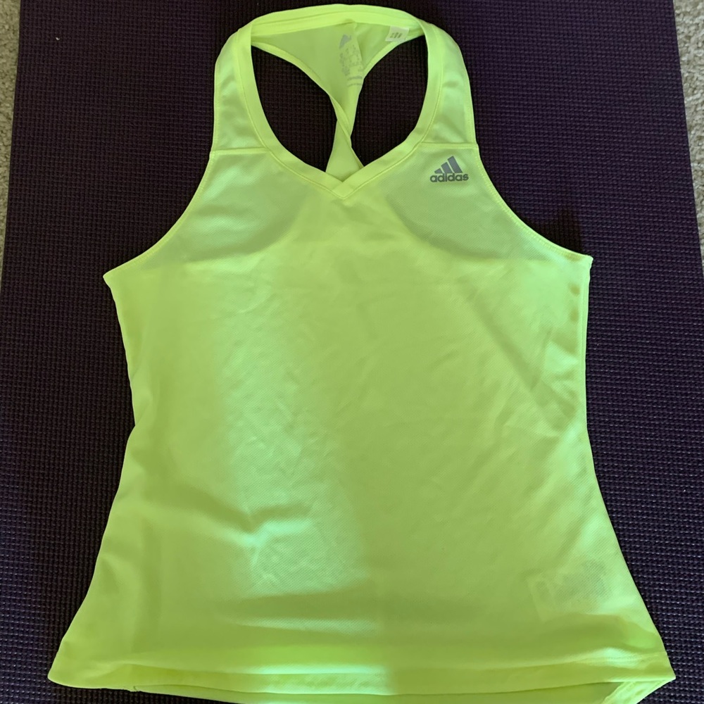 Neon yellow Adidas Climalite Tank size M